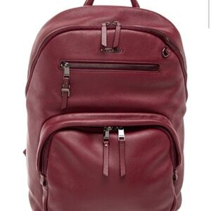 TUMI Leather Backpack – Burgundy